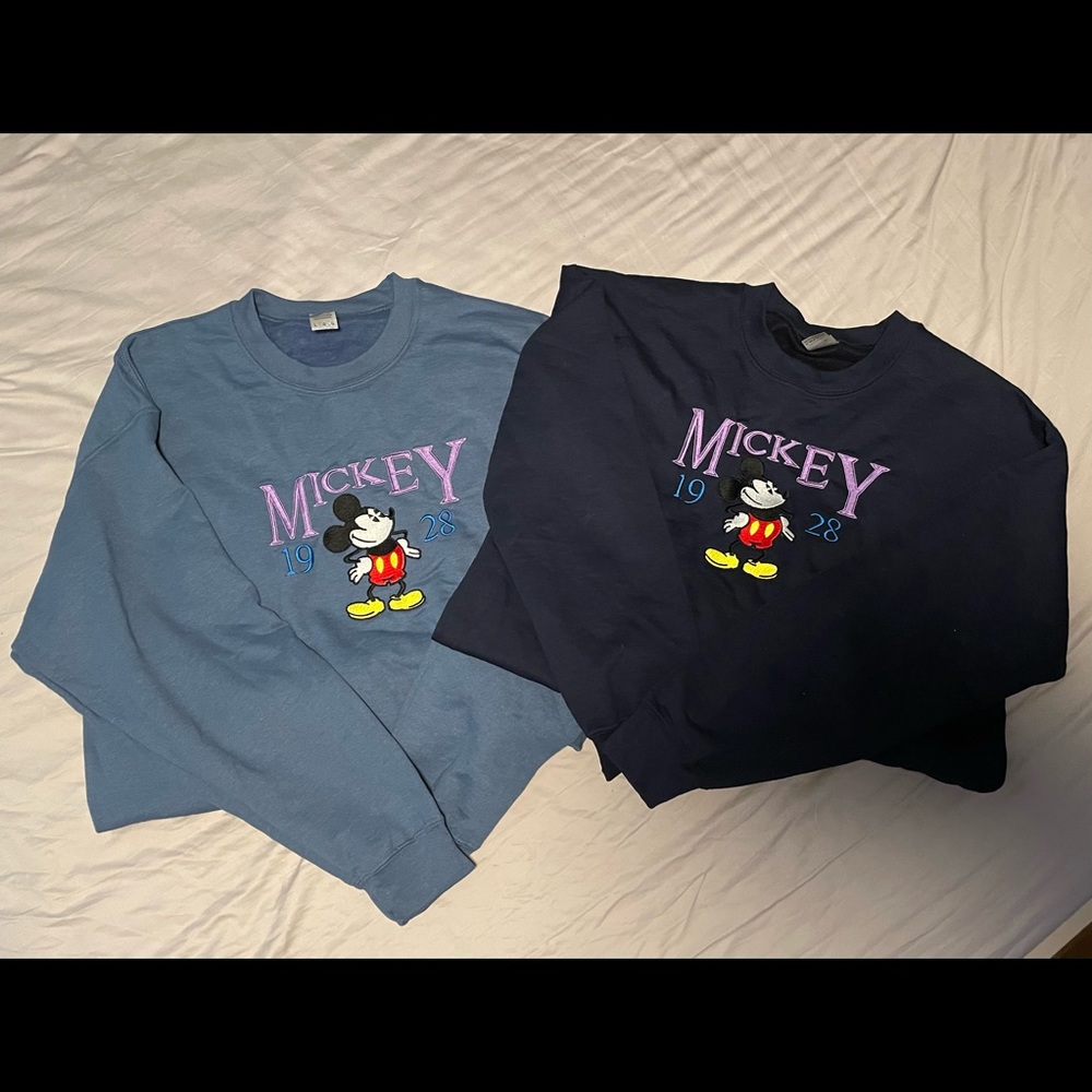 MICKEY MOUSE EMBROIDERED CREWNECK SWEATERS- HANDMADE EMBROIDERED
